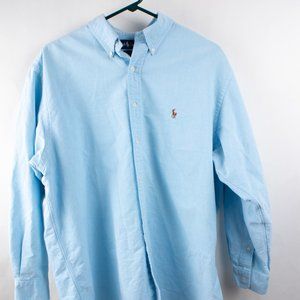 Ralph Lauren Yarmouth Men's 16.5 33 Button Shirt Blue Long Sleeve Jamaica